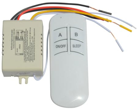 SEWOART 220v 2 Kanal Wireless Digital Fernbedienung Schalter für LED Lampe Deckenleuchte Leuchtstofflampe Energiesparlampe Innenbereich 15m Reichweite für Drahtlose Beleuchtung