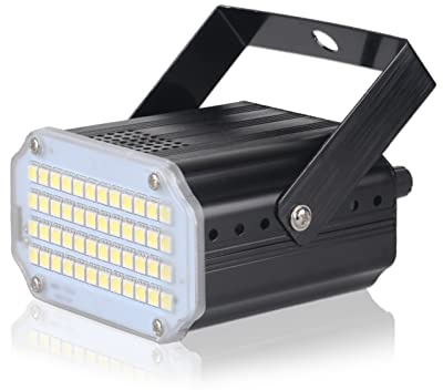 Luci da palcoscenico 48. RGB UV LED DJ Disco Sound Attivato Stage Lighting Effect Party Holiday Club Strobe Flash Lights con telecomando per feste, eventi, concerti, club, spettacoli(0_White)