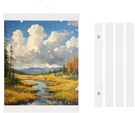 PATIKIL 2 Set Porta Poster Magnetica Cornice 8 Pollici per Foto Bianco | Porta Immagini in Legno Kit di Appendere Ampio, Immagini Opere d'Arte Mappe