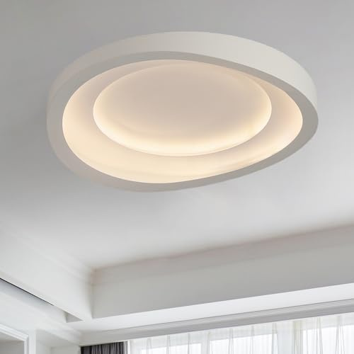 HTsilphelene Moderne Deckenleuchte, Dimmbare 3000K-6500K Deckenlampe Schlafzimmer, Minimalistische Kreativitätsform Lampe Deckenlampe für Wohnzimmer Schlafzimmer Küche Flur (D 50CM)