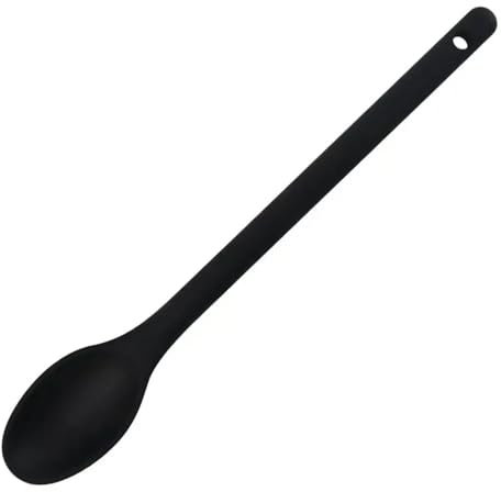 Spoon Salad Mixing Nonstick Silicone Cooking Spoon Long Handle Spoons Baking Stirring Scoop Cuchara(Black)