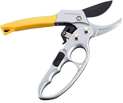 RUHEN Forbici da potatura a cricchetto con Impugnatura ergonomica Antiscivolo, Forbici da potatura per Alberi progettate per la Cura delle Mani, Forbici da Giardino