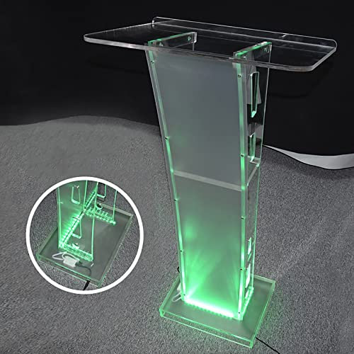 DECAKE Podium Tisch, Acryl Kirche Podium Rednerpult Mit Farbigen Lichtern In Hotel, Kanzeln Für Kirchen Für Konferenz Raum Kirche Unternehmen Hochzeit