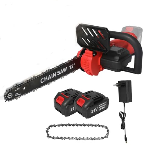 Motosierra sin escobillas con batería,SK9 motosierra eléctrica,12 pulgadas motosierra eléctrica inalámbrica,motosierra manual inalámbrica con cerradura de seguridad (2 baterías)