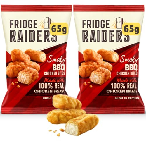 Lunchables Fridge Raider Chicken bites - High protein Packed lunch snacks, picnic food, school lunchbox (2x65g Smoke BBQ)