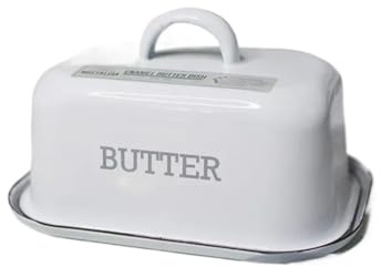 BDXMKS Beurrier Boîte à Beurre en émail, boîtes de Rangement hermétiques for Restaurant, Plateau à Dessert, boîte à Fromage avec Couvercle, trancheuse à Beurre, beurrier, Vaisselle