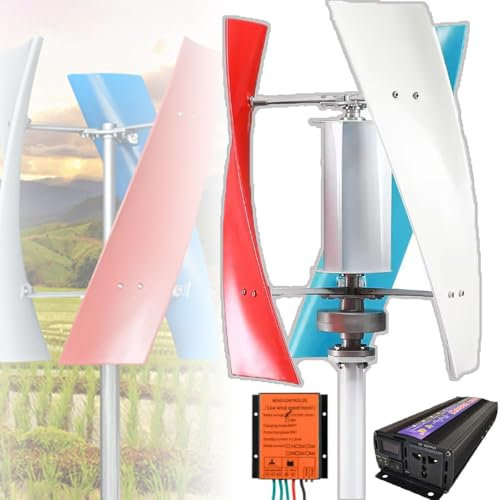 Generador de turbina eólica vertical de levitación magnética de 12 V/24 V/48 V, salida de potencia de 2 kW, controlador inversor MPPT de 3 colores para soluciones de energía doméstica y callejera