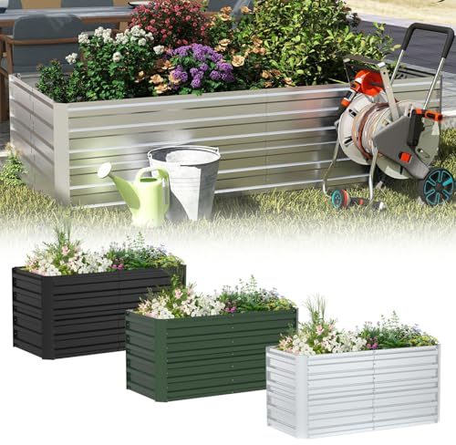UISEBRT Hochbeet Metall 435 L | Rechteckig 120x60x58cm (LxBxH) Grün | Kräuterbeet Gemüsebeet aus Galvanisierter Stahl| Rostfrei Pflanzkasten Frühbeet Aufzucht Beet für Garten Balkon