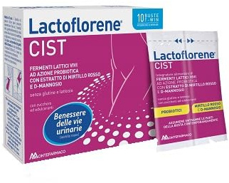 Lactoflorene Cist Fermenti Lattici ad Azione Probiotica per il Benessere delle Vie Urinarie 10 Buste con Mirtillo Rosso e D-Mannosio + Omaggio Intimoflor Detergente Intimo