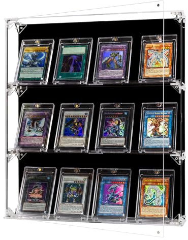 Baseballkarten Vitrine, 3-Schicht Acryl abgestufte Karten-Display-Rahmen mit Magnettür, Sammelkarten-Display mit UV-Schutz, Wandvitrine für Baseballkarten, Fußballkarten, Sportkarten, Pokemon Karten