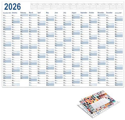 Calendario 2026 pared XXL Calendario pared 2026 plegado planificador anual de regalo, días festivos españoles, 2026 Planificador (Azul, 74.2 x 52.5 cm)