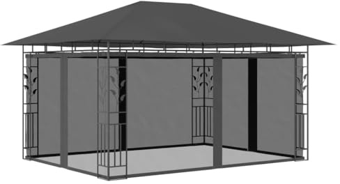 Générique Belvédère avec moustiquaire 4x3x2,73 m Anthracite 180 g/m²,Maison & Jardin, Pelouses & Jardins, Vie en extérieur, Structures extérieures, Auvents & abris, Anthracite (Poids 37KG)