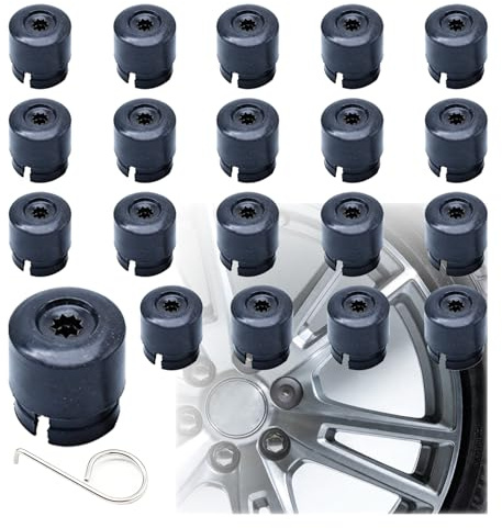 20x Radschraubenkappen 19mm Schwarz Matt für VW Transporter T5/T6 (2003-2020), Rostschutz Radmutternkappen mit Abzieher, Felgen Schraubenabdeckung Auto Zubehör