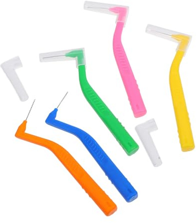 Yardwe Spazzolini Interdentali a Forma di L 5 Pezzi Angolati Set per Pulizia Dentale Setole Morbide in Acciaio Resistenti per Igiene Orale Viaggio e Apparecchi Ortodontici