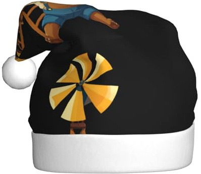 WHJSSF Little Bear playing with windmill Picture Christmas Hat for Adult Soft and Fluffy Brim, Lightweight Comfort