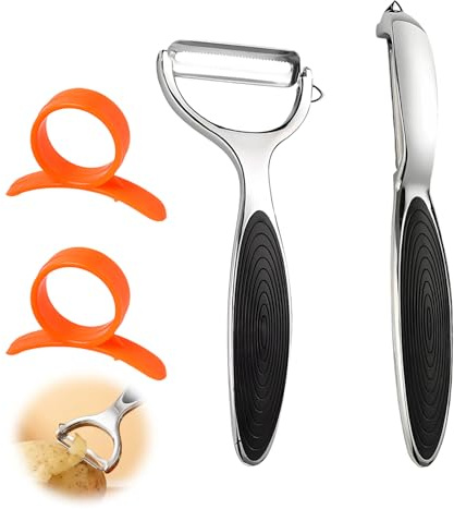 4 PCS Potato Peeler for Kitchen, Vegetable Peelers Include Orange Citrus with Ergonomic Non-Slip Handle Sharp Blade for Potatoes Carrots Apples Cucumbers Kitchen Tools for Quick Easy Food Prep