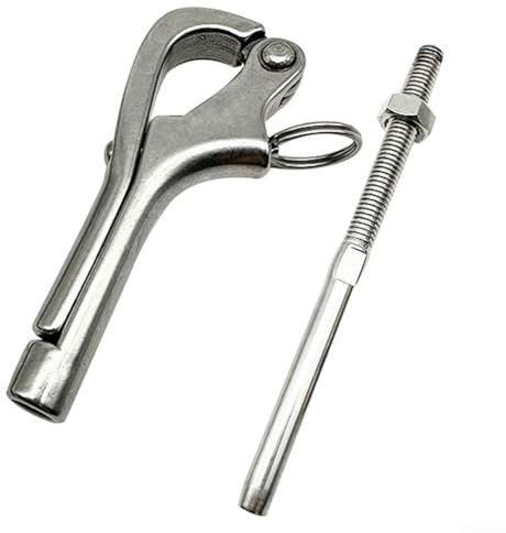 Gancho pelícano de acero inoxidable 316 con grillete de liberación rápida para uso en aplicaciones de seguridad marinas y resistentes (8 mm)