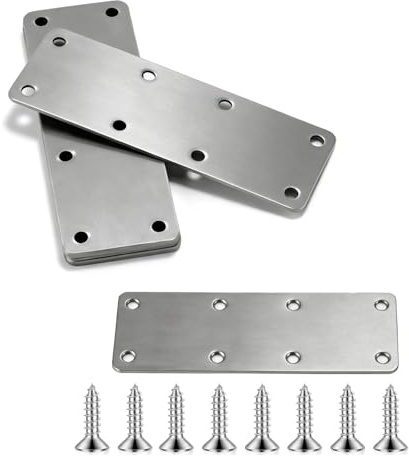 6 conectores planos de acero inoxidable, placa perforada de metal, placa perforada, conector de madera, placa de metal, ángulo plano, placa de conexión para conector de vigas, placa de montaje (140 ×