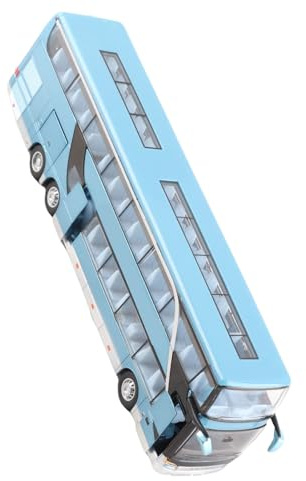 Syrisora Modelo de Juguete de Autobús de Dos Pisos de Aleación, Coche Extraíble a Escala 1:32 con Luz LED y Música, Regalo para Cumpleaños de Niños (Azul)