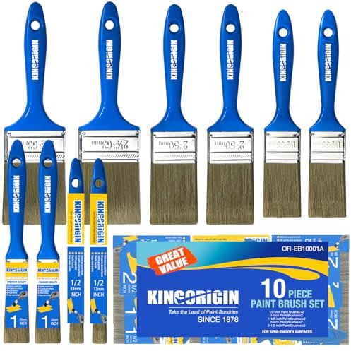 Kingorigin 10 Pack Paint Brushes, Versatile Paint Brushe Set (0.5 1 1.5 2 2.5), Decorating Paintbrushes for Walls, Home Painting Tools