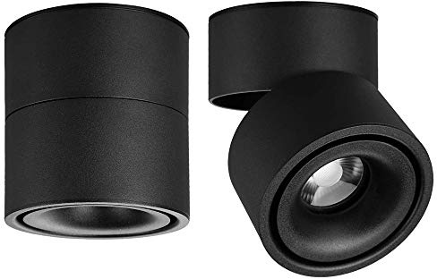 Yodaba LED Ceiling Spotlight-Indoor 360°Adjustable Surface Mounted 10W COB Ceiling Downlight-Wall Lamp for Picture Background Wall Display Lighting(Black,6000K Cold Light)