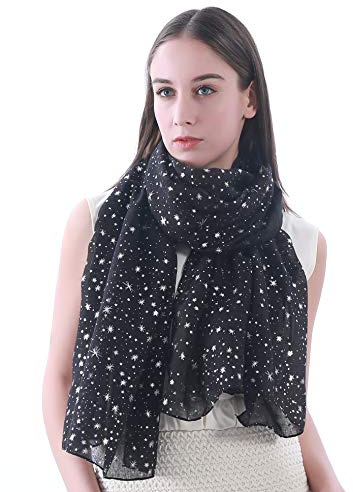 Lina & Lily Damen Schal Tuch mit Folien Sternmuster