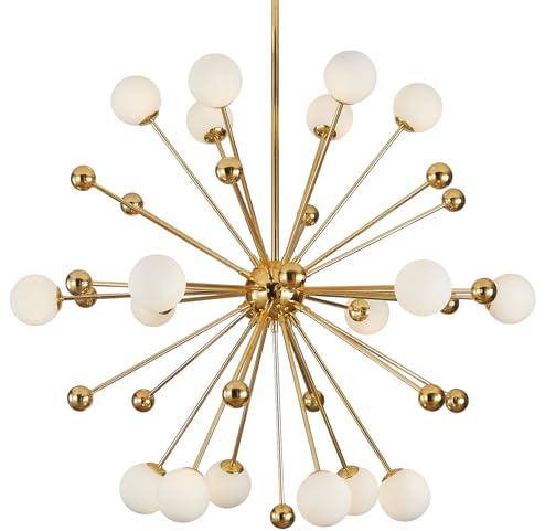 KCO Lighting Sputnik Kronleuchter Modern Gold Mitte Jahrhundert Milchglas Modern Pendelleuchte Gold Auskleidung Zimmer Esszimmer (18 Lampen)
