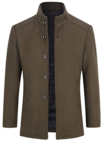 Abrigo para hombre de lana ajustado, informal, corto, chaqueta de invierno cálida, simple y elegante