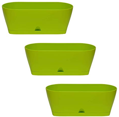 Gariella 3X Blumenkasten Balkonkasten Pflanztopf für Garten Balkon und Tischdeko mit Wasserauffangschale