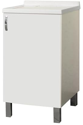 Liberoshopping Mobile Lavatoio in legno con vasca in metacrilato (Bianco, 50x50 cm)
