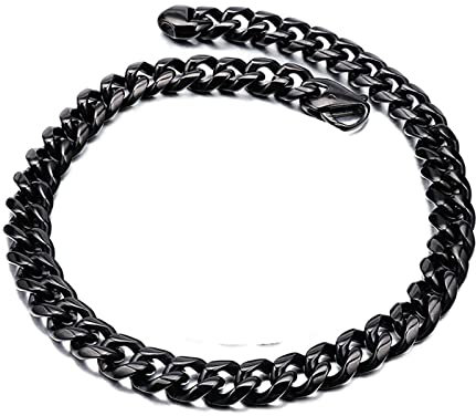 Epinki Edelstahl Halsketten für Männer 60 cm, Herren Panzerkette Schwarz Freundschaftskette Breit 13MM Metallketten Punk Hip Hop