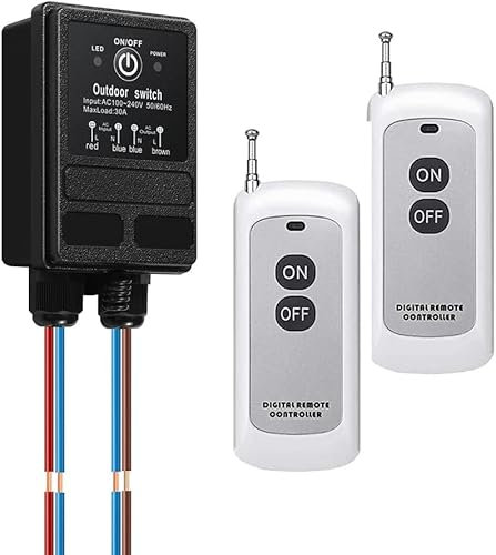 WOODGUILIN Fernbedienung Schalter,230v Funkschalter, AC110V/220V/240V 30A Relais Fernschalter,mit 984FTFT Long Range; für Lampe,Pumpe,Rollentür,Diebstahlalarm,Elektrische Ausrüstung usw.(AC110V 300m)