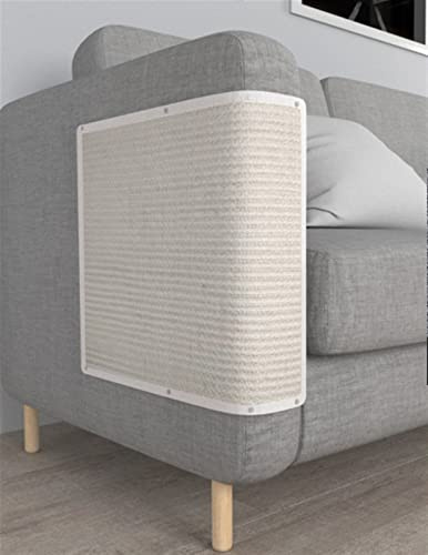 GIBZ Rascador de Sisal para Gatos Protector de Sofá pie de Cama Esquina Natural Interior Almohadilla de Rascar, Blanco, 50×40cm