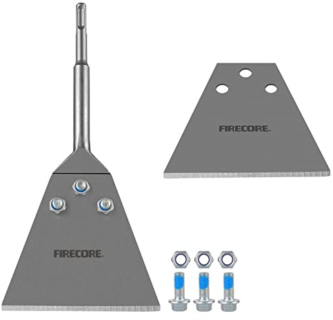 SDS Plus Floor Scraper Kit, Firecore 5 Inch x 11 Inch Tile Removal Tool SDS Plus Chisel Bit Heavy Duty for Rotary Hammer Drill, Thinset Vinyl Scraper Adhesives Remover with Replacement Balde FS22510