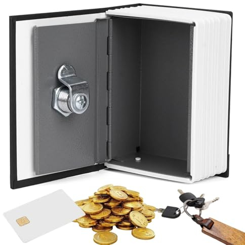 Book Safe Key Lock, Dictionary Money Box Book Safe With Key Lock Portable Hidden Secret Compartment for Jewelry Fake Book Money, 11.5 x 8 x 4.5cm