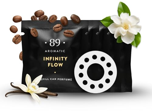 Aromatic •89• Auto-Lüftungsclip Nachfüllkapseln 5er Pack - Jasmin, Kaffee & Vanille Duft, Lang anhaltende parfümierte Düfte, luxuriöse Auto-Lufterfrischer-Nachfüllungen, Geruchsentferner