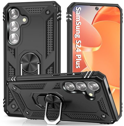 KETGII Hülle für Samsung Galaxy S24 Plus 5G Handyhülle mit Halterung,TPU Stoßfeste Schutzhülle Kratzfeste Galaxy S24 Plus Case Robuste Cover für Samsung Galaxy S24+/S24 Plus 6.7 Schwarz