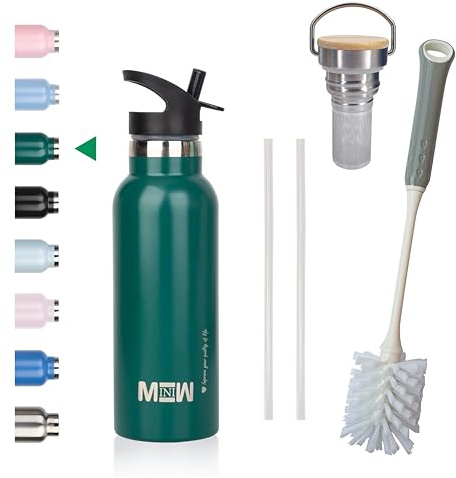 MINIW Edelstahl Trinkflasche - Auslaufsicher Vakuum-Isolierte Flasche - Doppelwandig BPA-frei für Sport, Büro und Outdoor - Dunkelgrün 500ml