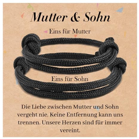 CheersLife Mutter Sohn Armband - Geschenk für Mutter und Sohn - Passende Armbänder Set für 2 - Weihnachten, Muttertag, Zurück zur Schule