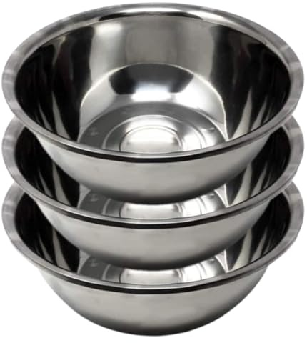 SDMAX Stainless Steel Mixing Bowl for Salad, Baking, Food Storage, Round Shape, Modern Design, Durable, Easy to Clean, Multipurpose, Dishwasher Safe, Set of 3 (16 cm)