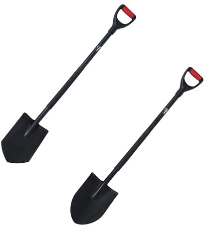 siwitec Set: 1 x Gartenspaten spitz SG-210 für Harte, steinige Böden + 1 x Spaten rund SG-220 für weiche, steinarme Böden | Stahl | Länge: 118 cm | Garten | Gärtnerspaten