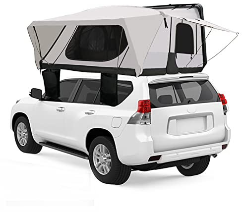 GeRRiT 3-4 Personen Schiebedach-Dachzelt, wasserdichtes Hartschalen-Dachzelt, SUV-Camping-LKW-Overland-Dachzelt mit Leitern und Solar-Notbeleuchtung für Autos, LKWs, SUVs, Camping