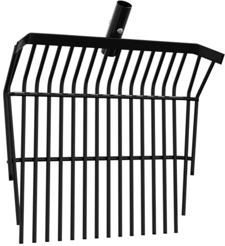 vidaXL Heugabel, Mistgabel mit 14 Zinken Gummigriff, Dunggabel für Garten Bauernhof, Spatengabel Schwedengabel Mistforke, Schwarz Stahl