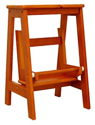 SORVA Tritthocker aus Holz für Erwachsene, aus Massivholz, Klapptreppe/Multifunktionaler Holzstuhl/Mobile Leiter/Doppelleiter (B)