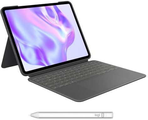 Logitech Combo Touch iPad Pro 13-inch(M4 & M5) Keyboard Case Crayon Digital Pencil (2018 and later), QWERTY UK English Layout - Graphite