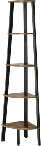 Hoppa! - Eckschrank - 5 Ebenen - Braun/Schwarz - Metall - 34 x 34 x 159 cm