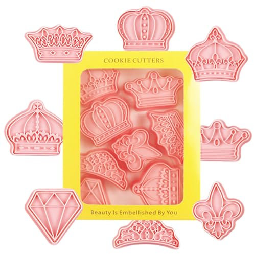 Sellos cortadores de galletas de corona – Cortadores de fondant de la serie Princess Crown, moldes para hornear moldes para hornear queso fondant