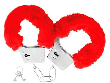 BETTER WITH FRIENDS esposas esposas rojo, roja, policía mujer,policía,enfermero,médico, oficial de seguridad, accesorio de disfraces. de metal con la felpa