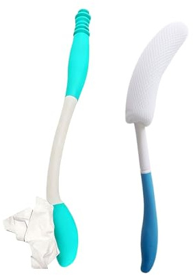 Toilettenhilfen Kit Butt Wiper Set mit Badebürste | WC Wischwerkzeug Bottom Buddy Wischhilfe Toilettenhilfe zum Abwischen des Gesäßes für Behinderte Ältere Schw