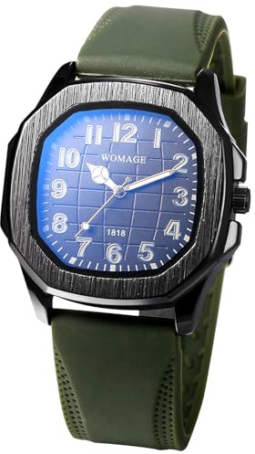 JewelryWe Herren Damen Uhren Analog Quarz 30M wasserdichte Armbanduhr Quadratisch Silikon Band Beiläufige Uhr mit Rechteckigem Zifferblatt